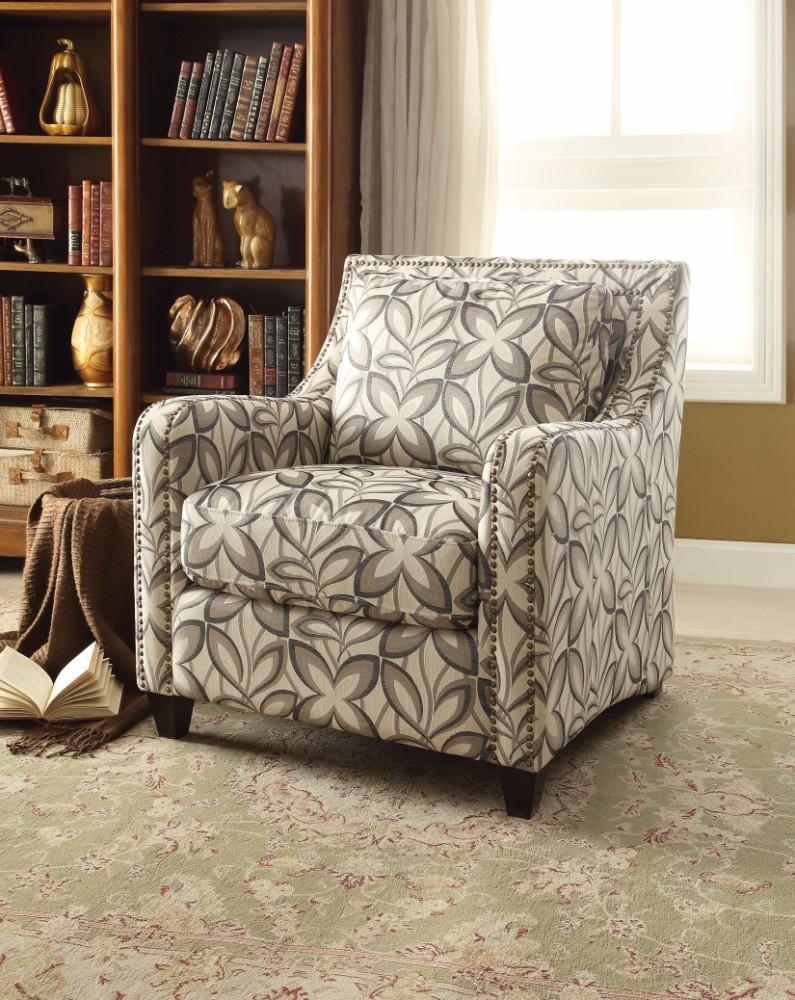 Floral Print Fabric Chair, Multicolor-Armchairs and Accent Chairs-Multicolor-Fabric Frame: Hermlock/Fir Solid Wood Ply Foam-JadeMoghul Inc.