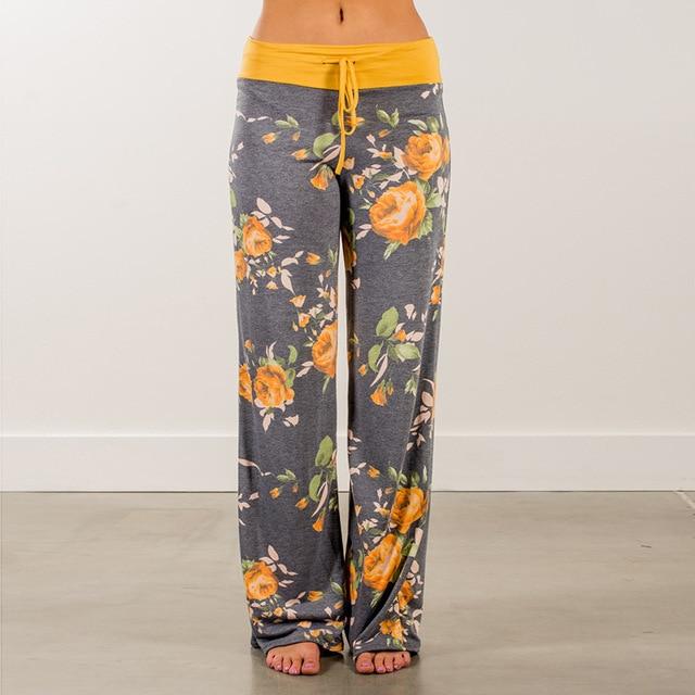 Floral Print Super Soft Lounge Pants-0447yellow-L-JadeMoghul Inc.