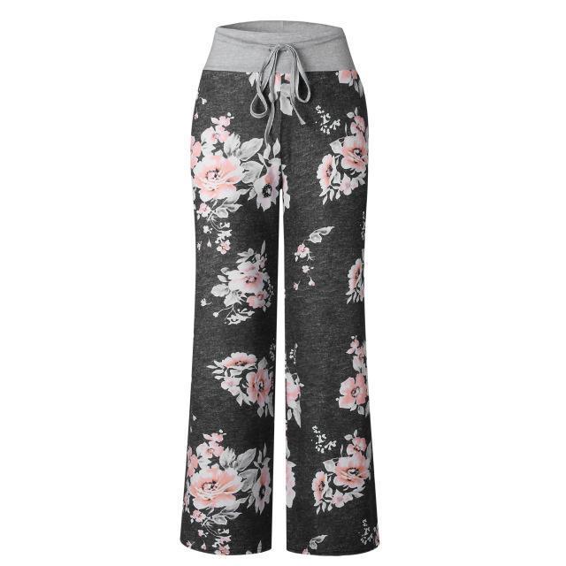 Floral Print Super Soft Lounge Pants-0486black-L-JadeMoghul Inc.