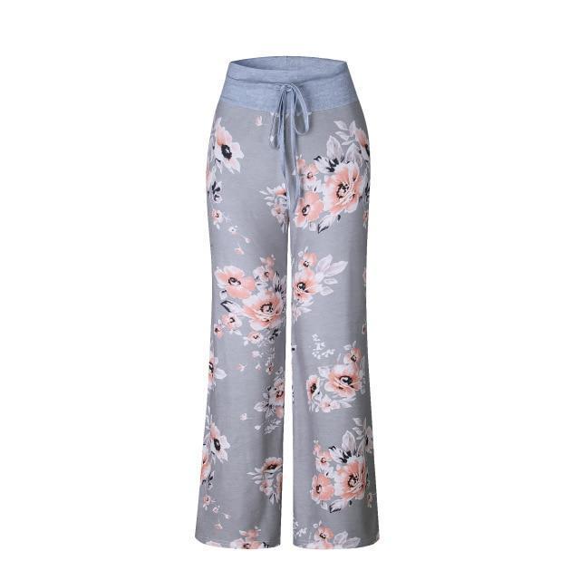 Floral Print Super Soft Lounge Pants-0486gray-L-JadeMoghul Inc.