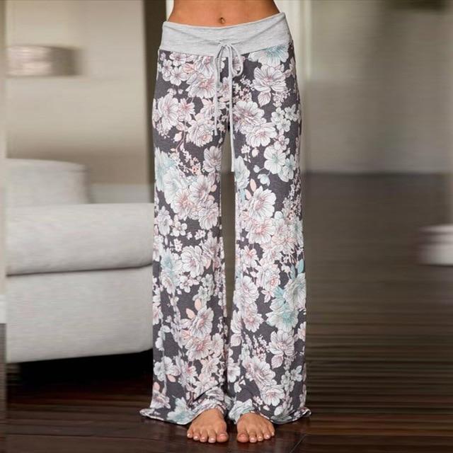 Floral Print Super Soft Lounge Pants-0630gray-L-JadeMoghul Inc.