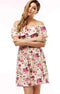 Floral Printed Chiffon Off Shoulder Summer Dress-7-L-JadeMoghul Inc.