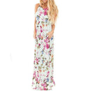 Floral Printed O-neck Maxi Dress - Casual Long Dress-Light Green Printed-S-JadeMoghul Inc.