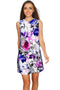 Floral Touch Adele Grey Print Party Mini Shift Dress - Women-Floral Touch-XS-Grey/Purple/Pink-JadeMoghul Inc.