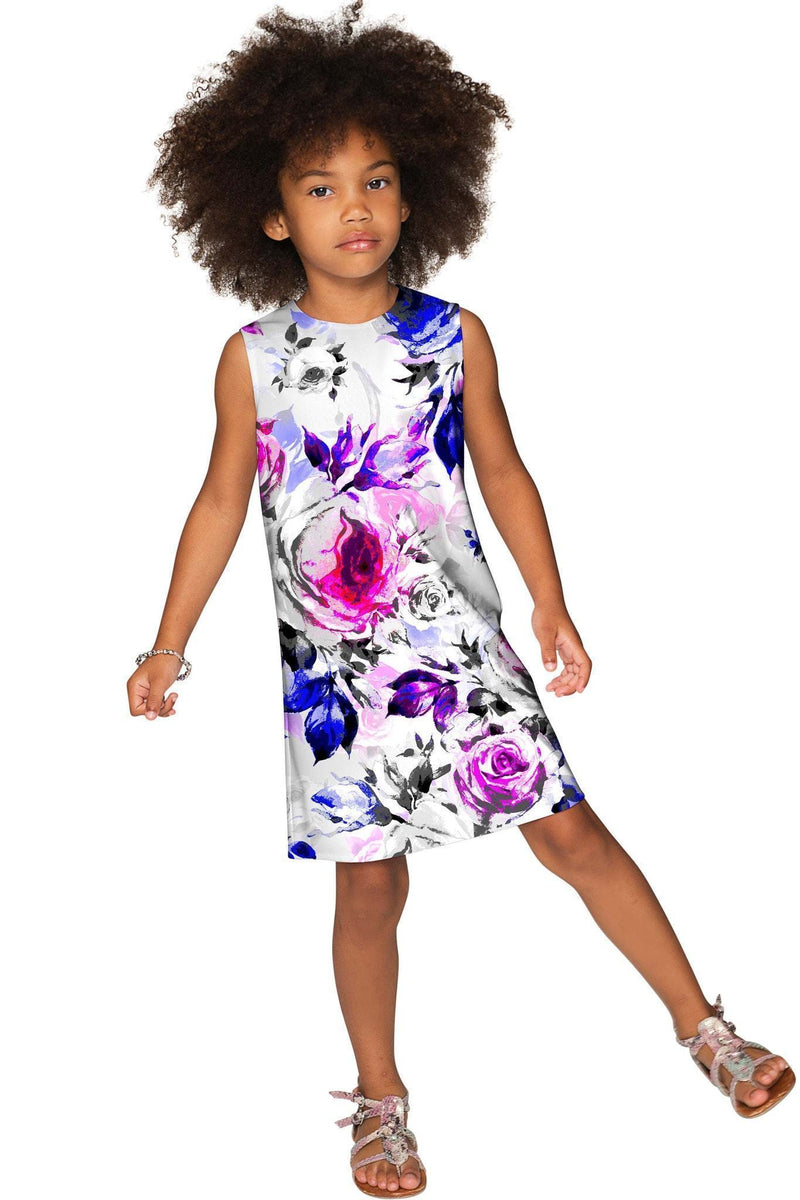Floral Touch Adele Grey Printed Catchy Shift Dress - Girls-Floral Touch-18M/2-Grey/Purple/Pink-JadeMoghul Inc.