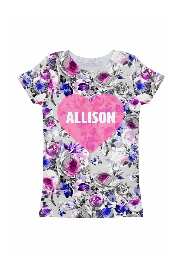 Floral Touch Customized NAME Zoe Heart Grey T-Shirt - Girls-Floral Touch-18M/2-Grey/Purple/Pink-JadeMoghul Inc.
