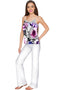 Floral Touch Ella V-Neck Camisole - Women-Floral Touch-XS-Grey/Purple/Pink-JadeMoghul Inc.