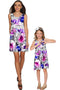 Floral Touch Sanibel Empire Waist Pretty Grey Dress - Women-Floral Touch-XS-Grey/Purple/Pink-JadeMoghul Inc.