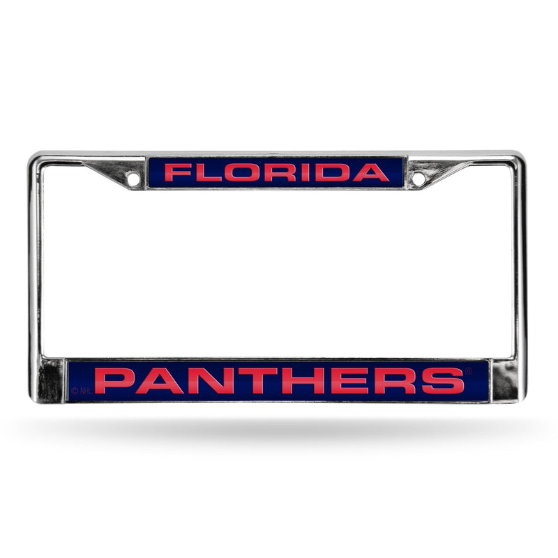 Mercedes License Plate Frame Florida Panthers Blue Laser Chrome Frame