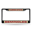 Black License Plate Frame Florida State Black Laser Chrome Frame