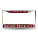 Mustang License Plate Frame Florida State Red Laser Chrome Frame