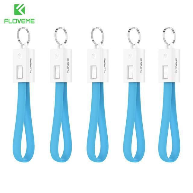 FLOVEME 5Pcs/Lot Mini Keychain Micro USB Cable For Samsung Xiaomi 4X Data Sync Phone Cable For iPhone 7 8 X 6 6s 5s SE IOS 10 11-Dream Blue-Micro USB Cable-JadeMoghul Inc.