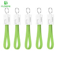 FLOVEME 5Pcs/Lot Mini Keychain Micro USB Cable For Samsung Xiaomi 4X Data Sync Phone Cable For iPhone 7 8 X 6 6s 5s SE IOS 10 11-Vitality green-Micro USB Cable-JadeMoghul Inc.