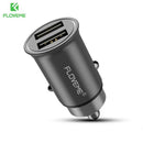 FLOVEME 5V/4.8A Dual Port USB Car Charger For iPhone 7 X 8 Universal Mini Metal Mobile Car-charger For Samsung S8 Xiaomi Adapter-Gery-JadeMoghul Inc.