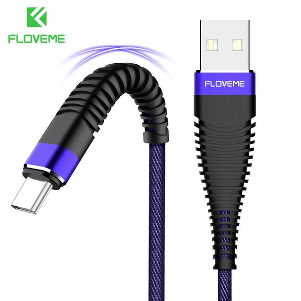 FLOVEME Type C Cable For Huawei P20 Pro P10 Pro For Honor 9 10 Hi-Tensile USB Type C Cable For Samsung A5 2017 Adapter USB Cord-Red-1M-JadeMoghul Inc.