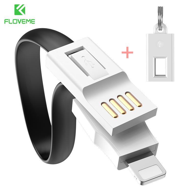 FLOVEME USB Cable for iPhone 7 6 6s 8 plus Mini Keychain Micro USB Cable for iPhone X 5s 5 SE Charging Data Mobile Phone Cables-Black-1 Pieces-JadeMoghul Inc.