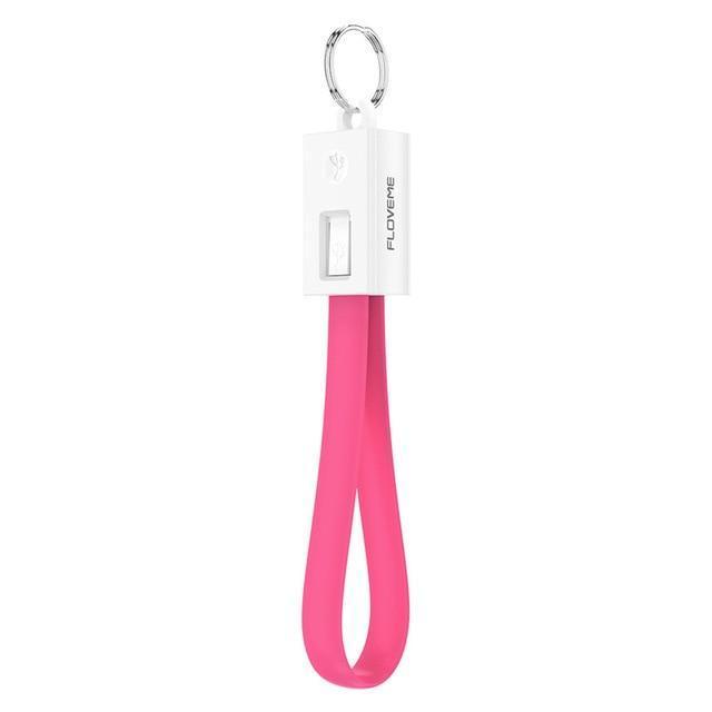 FLOVEME USB Cable for iPhone 7 6 6s 8 plus Mini Keychain Micro USB Cable for iPhone X 5s 5 SE Charging Data Mobile Phone Cables-Rose Red-1 Pieces-JadeMoghul Inc.
