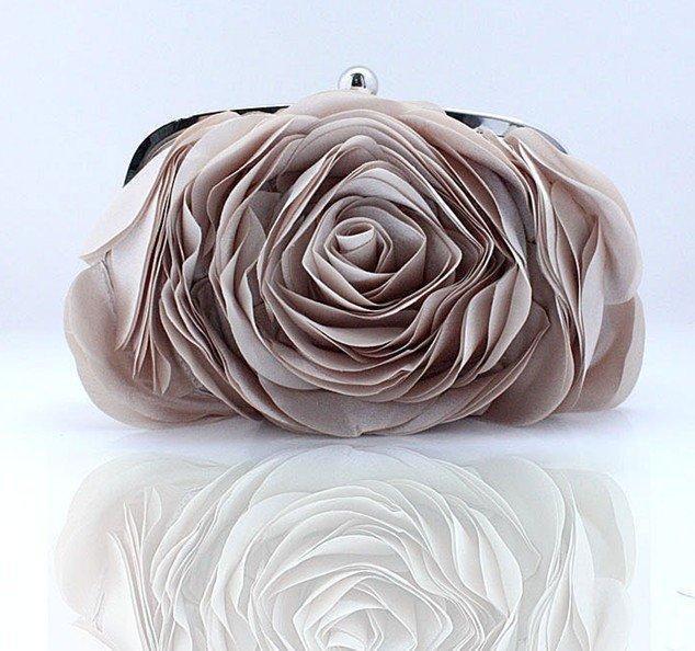 Flower Clutch Bag Women - Wedding Handbag - Bridal Clutch Purse-Apricot-JadeMoghul Inc.