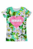 Flower Party Customized NAME Zoe Green T-Shirt - Women-Flower Party-XS-Green/White-JadeMoghul Inc.