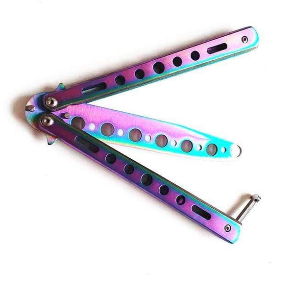 Foldable Comb Stainless Steel Practice Training Butterfly Knife Comb Beard Moustache Brushes Hairdressing Styling Tool AExp