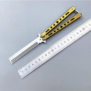 Foldable Comb Stainless Steel Practice Training Butterfly Knife Comb Beard Moustache Brushes Hairdressing Styling Tool AExp