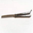 Foldable Comb Stainless Steel Practice Training Butterfly Knife Comb Beard Moustache Brushes Hairdressing Styling Tool AExp