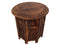 The Urban Port Wooden Hand Carved Folding Accent Coffee Table, Brown