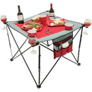 Folding Wine Table with Cupholders & Wineglass Holders (Gray/Burgundy)-Camping, Hunting & Accessories-JadeMoghul Inc.