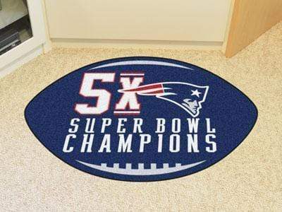 Football Mat Round Rug in Living Room NFL New England Patriots 5X Super Bowl Champs Football Ball Rug 20.5"x32.5" FANMATS