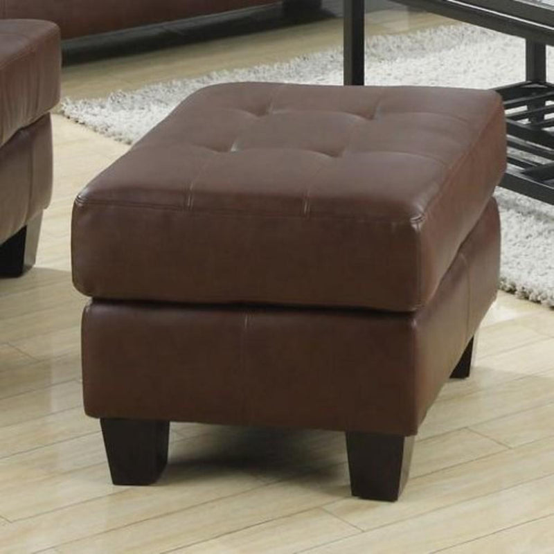 Footstools and Ottomans Ottoman With Leather Upholstery, Dark Brown Benzara
