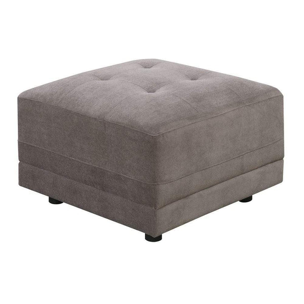 Footstools and Ottomans Square Ottoman In Waffle Suede Gray Benzara