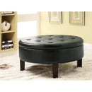 Traditional Round Tufted Storage Ottoman, Dark Brown