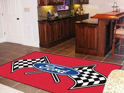 5x8 Rug FORD Sports  Ford Flags 5'x8' Plush Rug Red