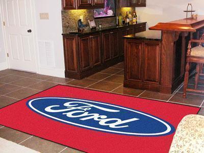 5x8 Rug FORD Sports  Ford Oval 5'x8' Plush Rug Red