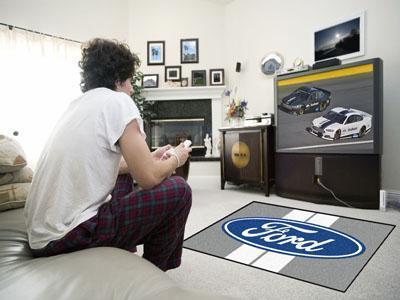 4x6 Rug FORD Sports  Ford Oval with Stripes 4'x6' Plush Rug Gray