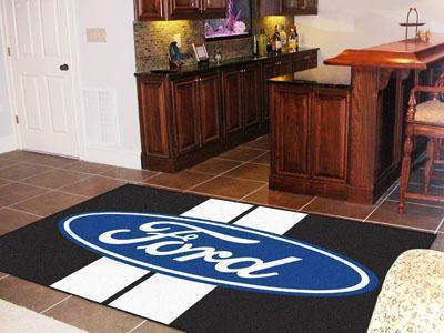 5x8 Rug FORD Sports  Ford Oval with Stripes 5'x8' Plush Rug Black