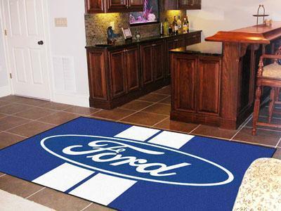 5x8 Rug FORD Sports  Ford Oval with Stripes 5'x8' Plush Rug Blue