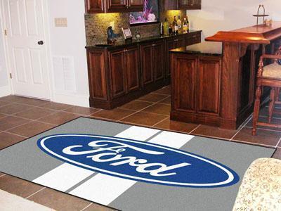 5x8 Rug FORD Sports  Ford Oval with Stripes 5'x8' Plush Rug Gray