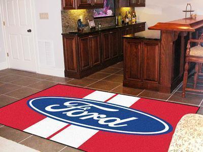 5x8 Rug FORD Sports  Ford Oval with Stripes 5'x8' Plush Rug Red