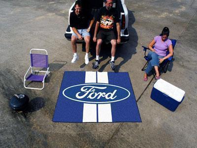 BBQ Store FORD Sports  Ford Oval with Stripes Tailgater Rug 5'x6' Blue