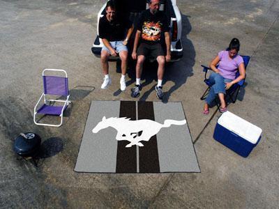 BBQ Grill Mat FORD Sports  Mustang Horse Tailgater Rug 5'x6' Gray