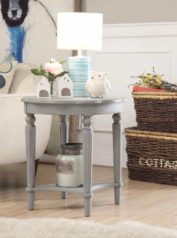 Fordon End Table, Antiqued Slate-Side Tables and End Tables-Antique Slate-MDF Solid Wood Leg-JadeMoghul Inc.