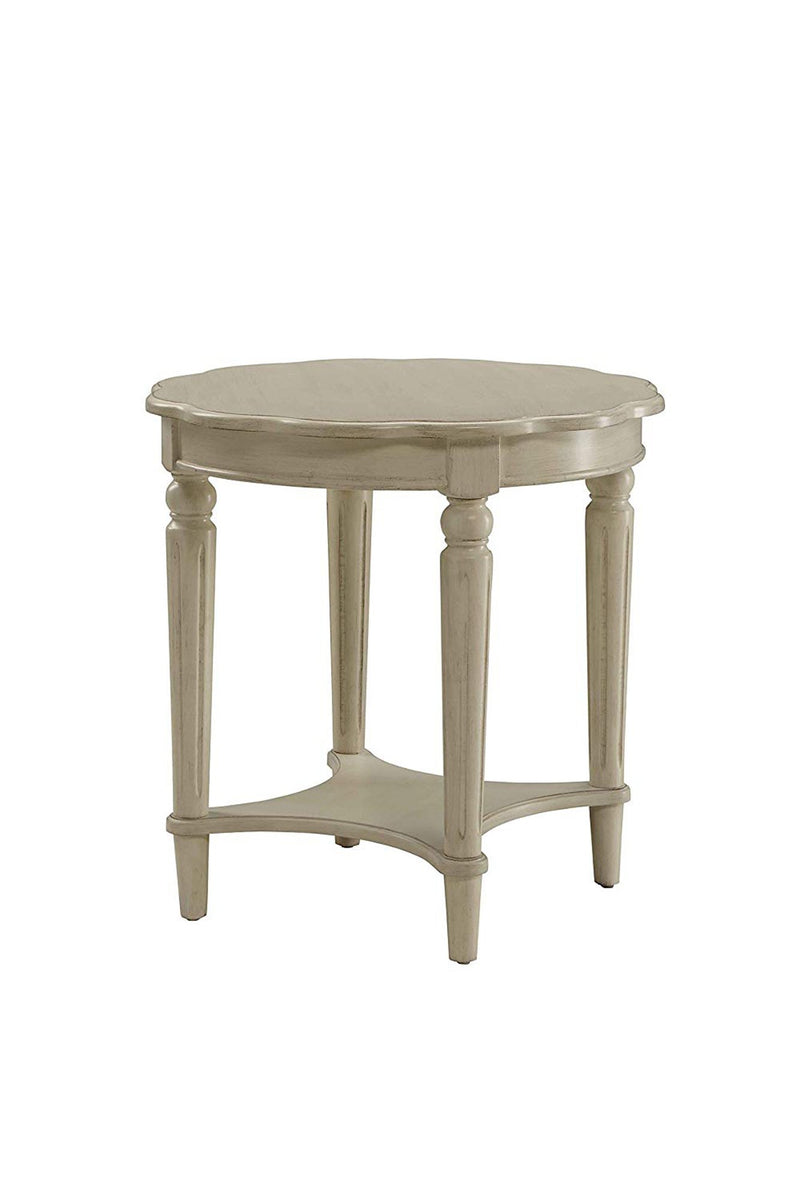 Fordon End Table, Antiqued White-Side Tables and End Tables-Antique White-MDF Solid Wood Leg-JadeMoghul Inc.