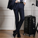 Formal Men Suit Pants - Slim Smart Casual Straight Dress Trousers-Navy blue-S-JadeMoghul Inc.