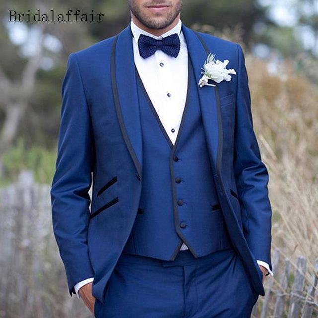 Formal Men Suit - Slim Fit Designer Suit with Vest - 3Pcs-Blue-XS-JadeMoghul Inc.