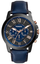 Fossil Grant Chronograph Black and Blue Dial Blue Leather FS5061 Men's Watch-Branded Watches-JadeMoghul Inc.