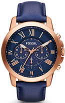 Fossil Grant Chronograph Blue Leather Strap FS4835 Men's Watch-Branded Watches-JadeMoghul Inc.