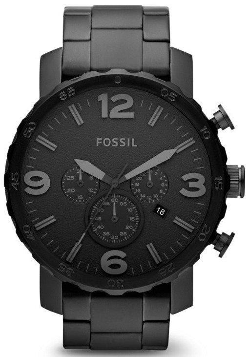 Fossil Nate Chronograph Black Dial Black Ion-plated JR1401 Men’s Watch-Branded Watches-JadeMoghul Inc.