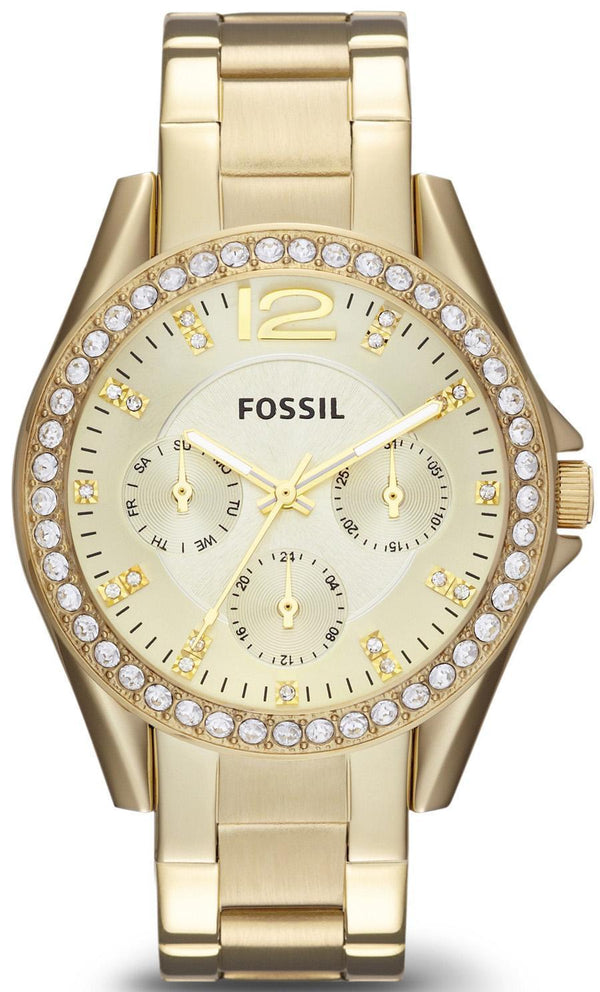 Fossil Riley Multifunction Gold Tone Crystal Dial ES3203 Women's Watch-Branded Watches-JadeMoghul Inc.