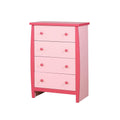 Four Drawer Wooden Chest with Round Pull Out Knobs, Pink-Cabinet and Storage chests-Pink-Wood-JadeMoghul Inc.